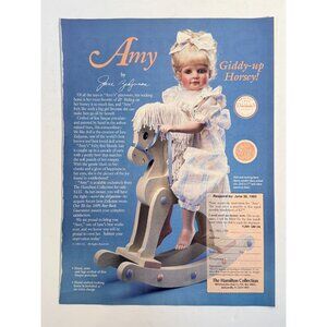 Vintage 1993 Hamilton Doll on Rocking Horse Advertisement Print Ad